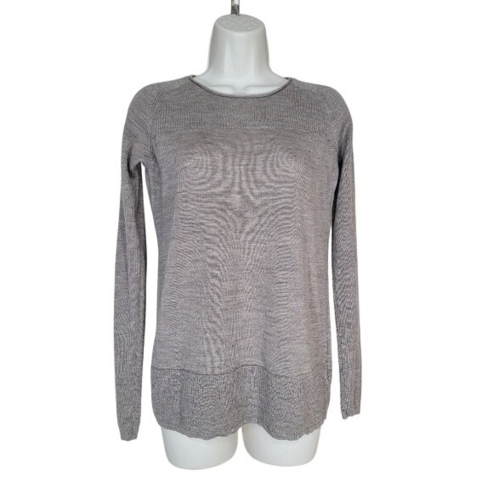 Merino Wool Ellen Tracy Sweater W/ S Brown Tan Crewneck Knit LN/NWOT